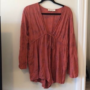 Audrey 3+1 floral print bell sleeve romper.